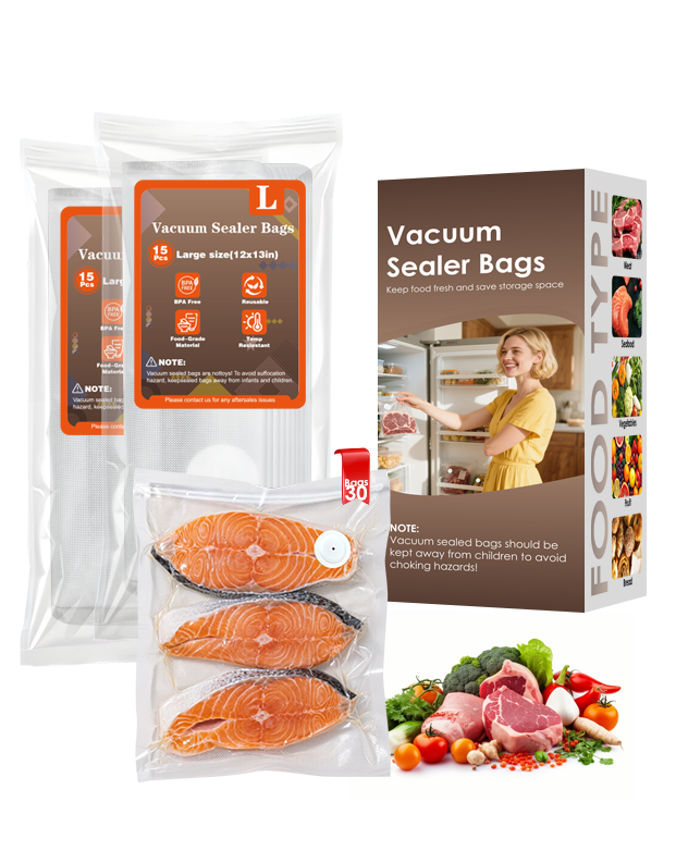 Natupo Large Vacuum Zipper Bags, 30 Count